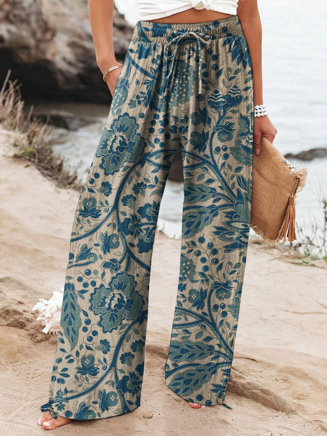 Women's Floral Art Printed Casual Pants