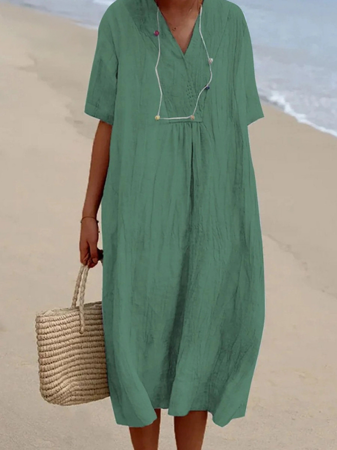 Women's Solid Color Short Sleeve Dress