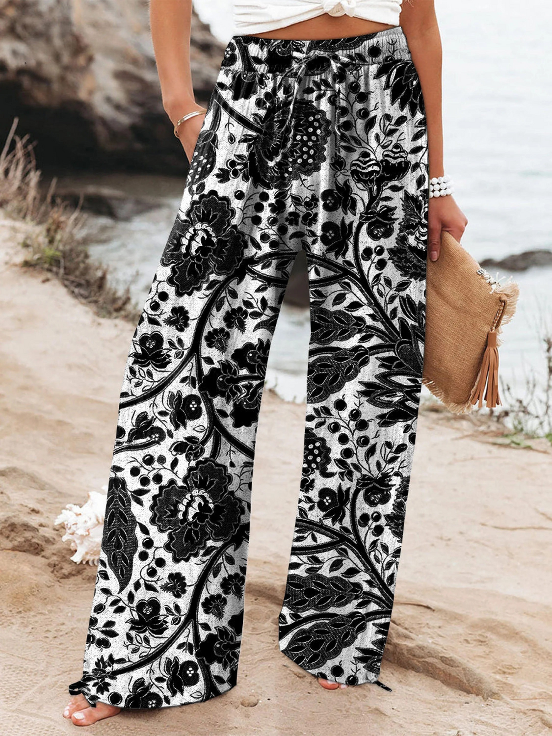 Women's Floral Art Printed Casual Pants