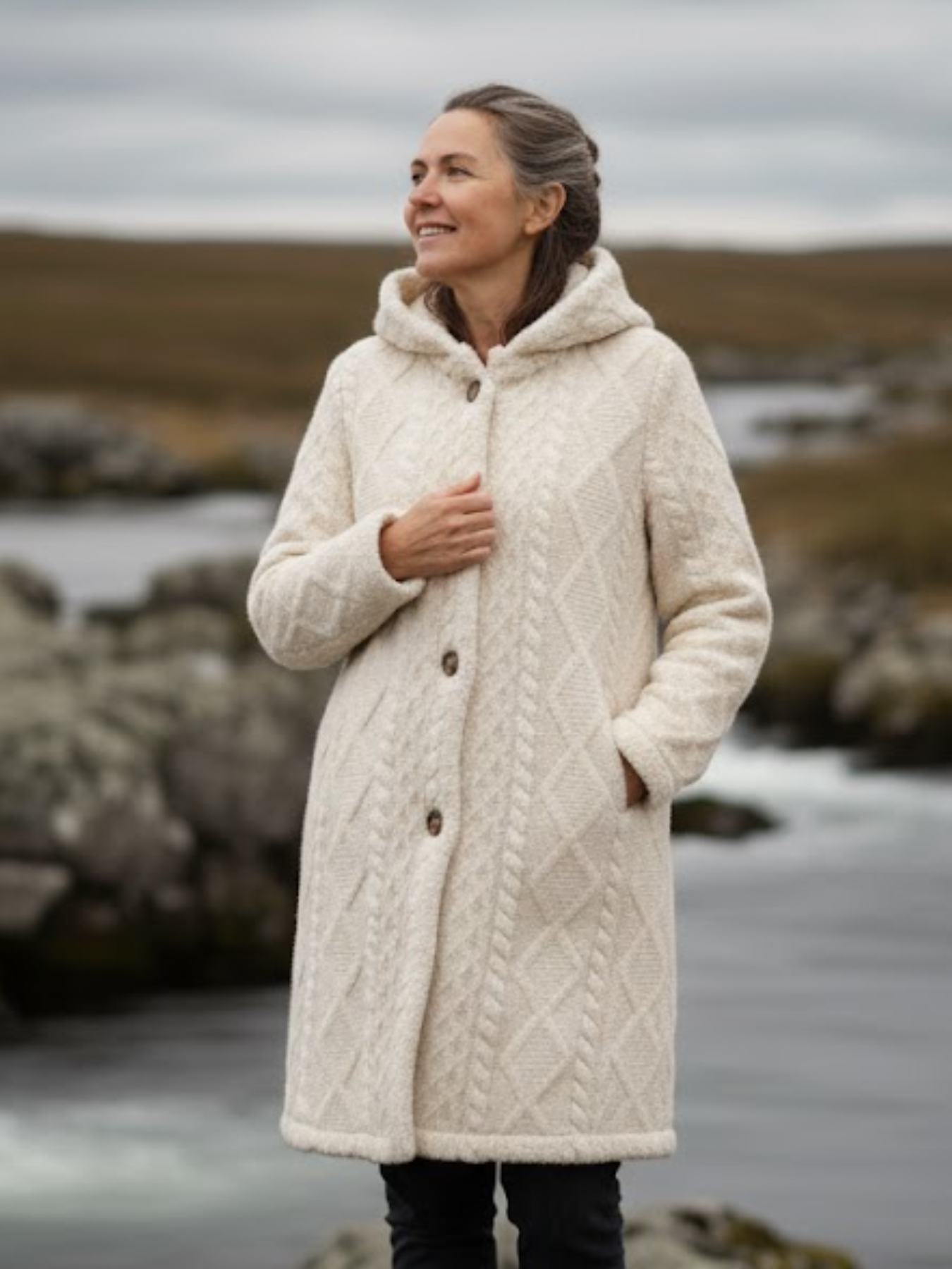 Rhombus Hooded Teddy Jacket