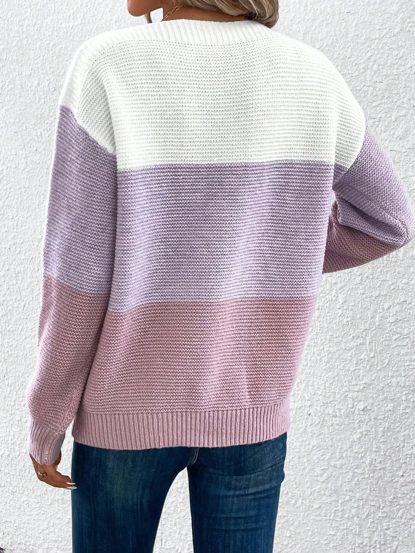 Lila Pastel Colorblock Knit Sweater