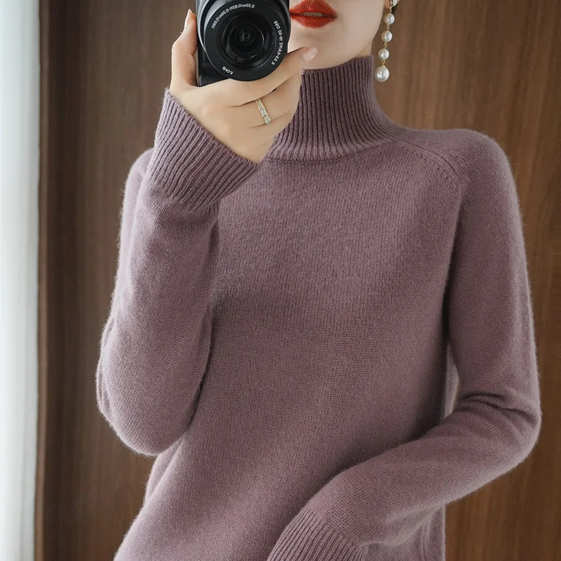 Maya Classic Turtleneck Knit Sweater
