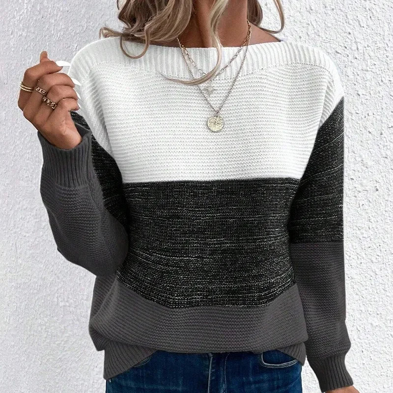 Nora Colorblock Knit Pullover Sweater