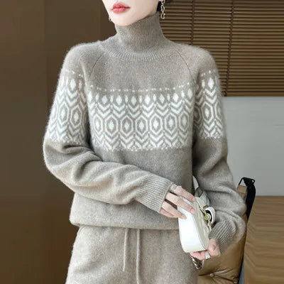 Isla Nordic Pattern Turtleneck Sweater