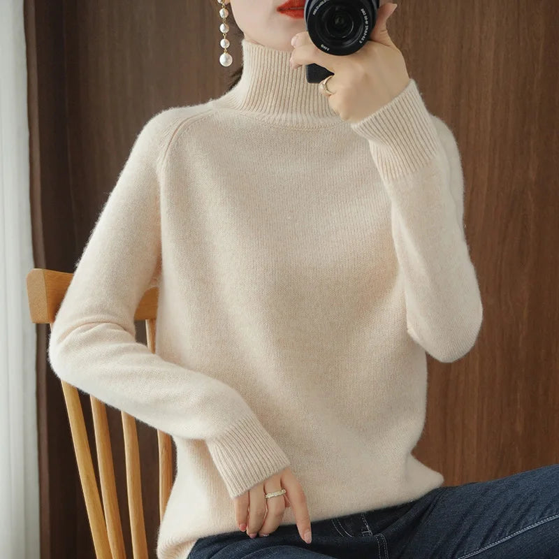 Maya Classic Turtleneck Knit Sweater