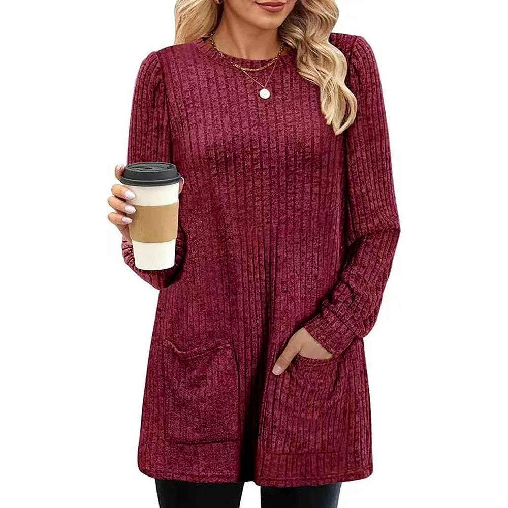 Hannah Cozy Ribbed Knit Tunic Sweater