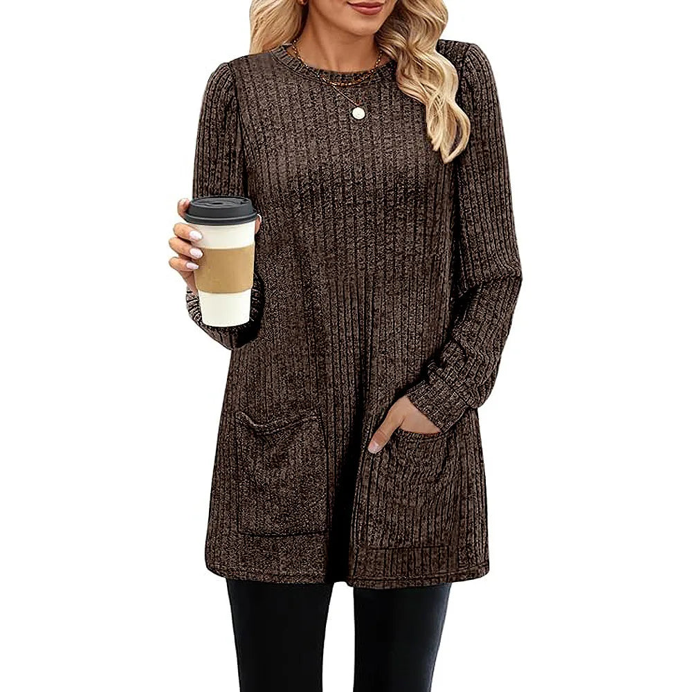 Hannah Cozy Ribbed Knit Tunic Sweater