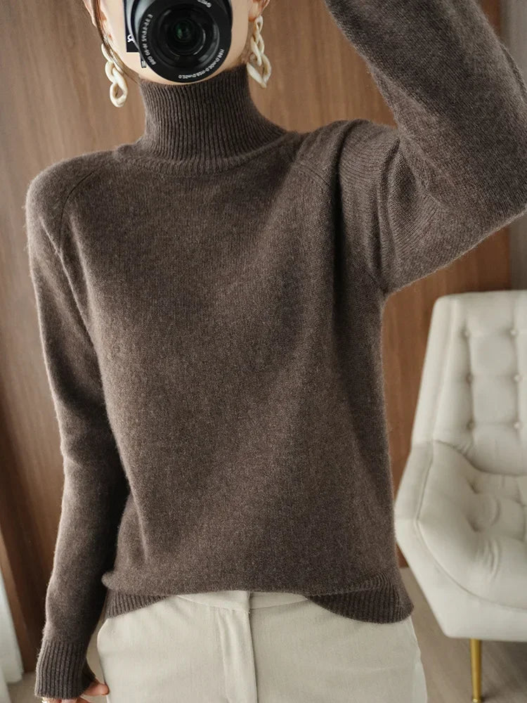 Maya Classic Turtleneck Knit Sweater