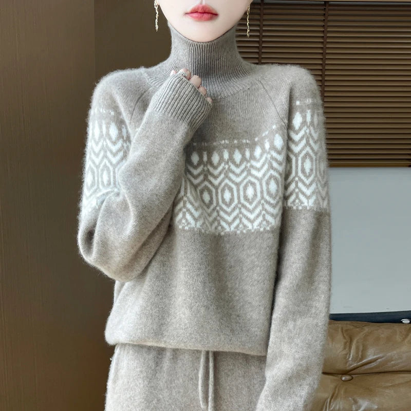 Isla Nordic Pattern Turtleneck Sweater