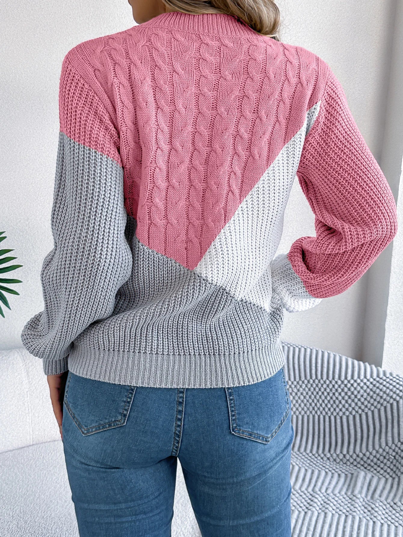 Mila Colorblock Cable Knit Sweater