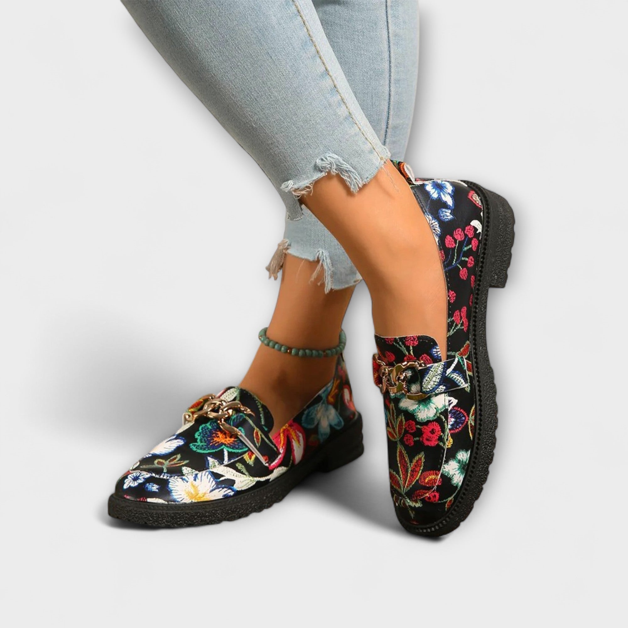 Berendina - Multicolored Loafers with Floral Pattern