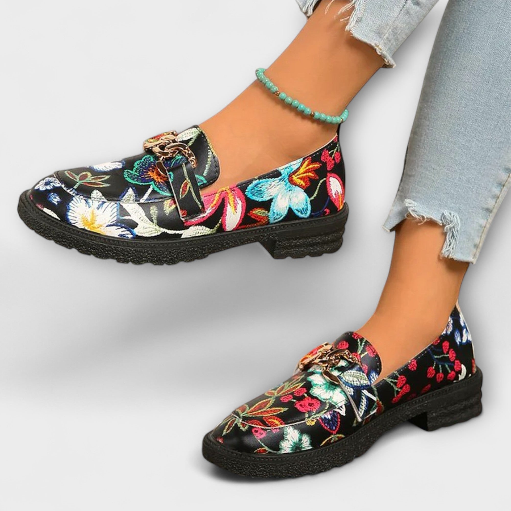 Berendina - Multicolored Loafers with Floral Pattern