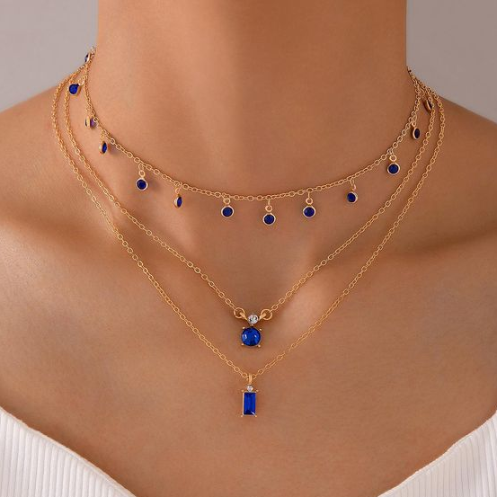 Aurelia | Vintage Golden Blue Necklace