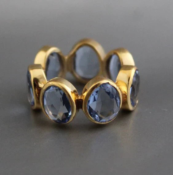 Celestia | Vintage Blue Glass Gold Ring