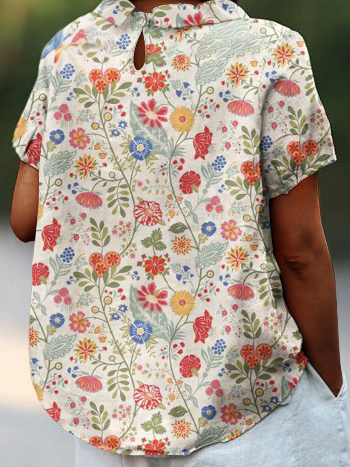 Women's  Pastoral Floral Art Print Casual Shirt