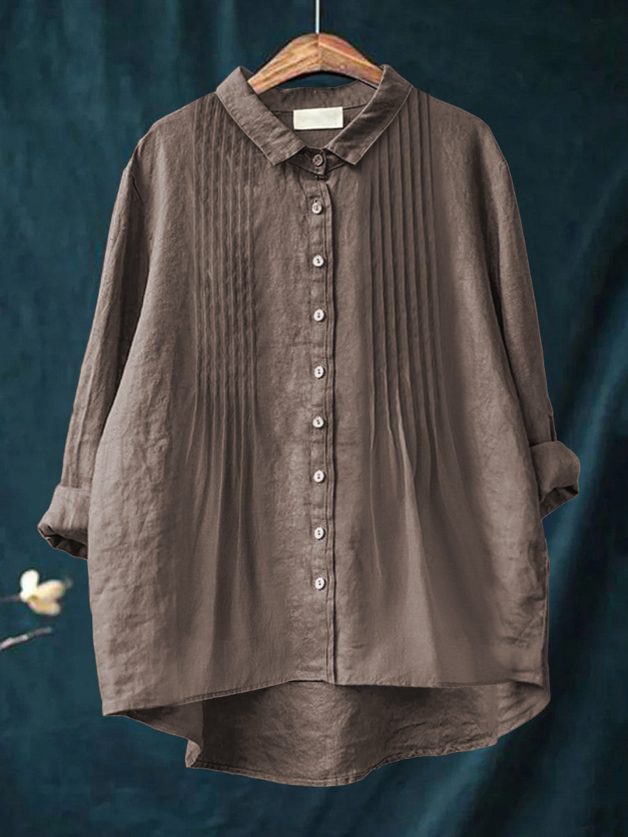 Solid Color Cotton and Linen Shirt