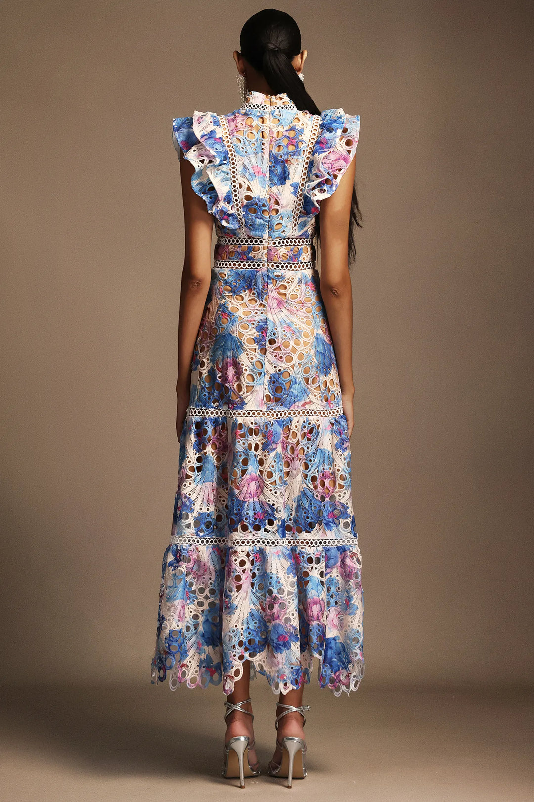 Paula Elise – Hollow Embroidered Sleeveless Midi Dress