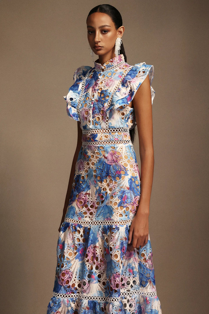 Paula Elise – Hollow Embroidered Sleeveless Midi Dress