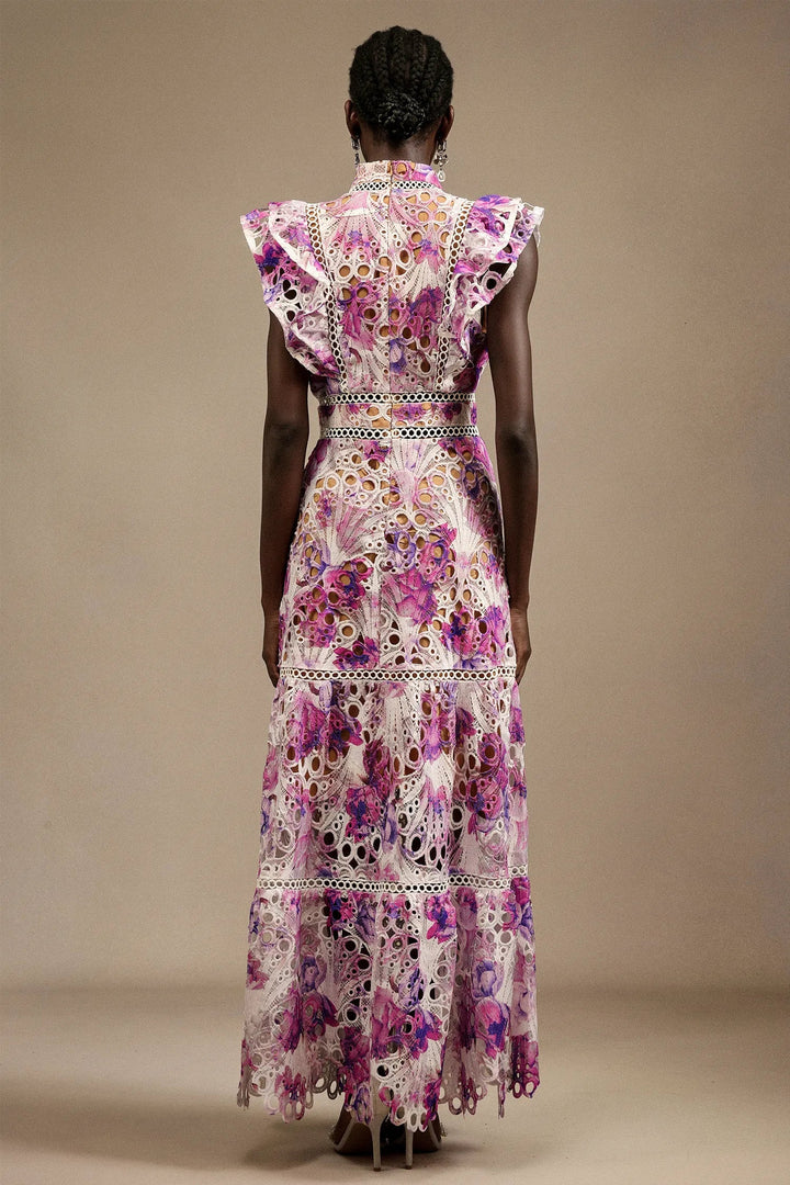 Paula Elise – Hollow Embroidered Sleeveless Midi Dress