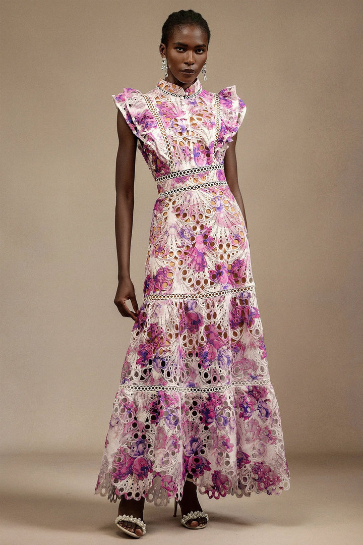 Paula Elise – Hollow Embroidered Sleeveless Midi Dress