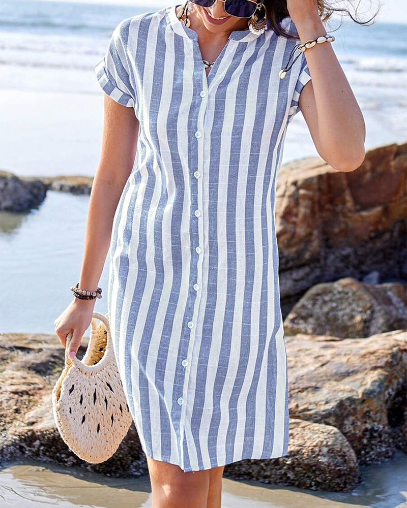 Irene Belle – Elegant Striped Shirt Dress for Effortless Versatility