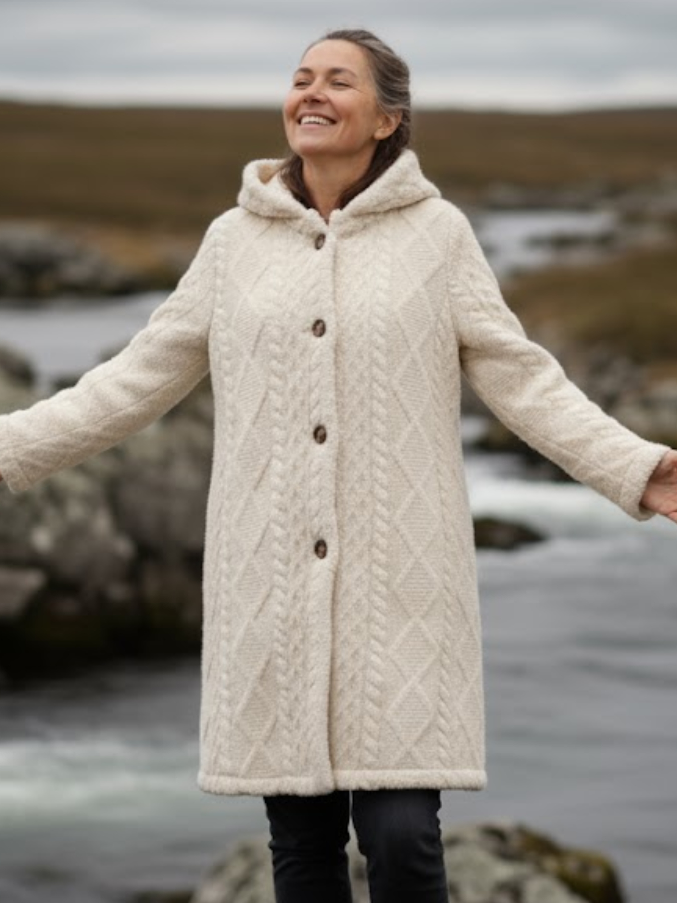 Rhombus Hooded Teddy Jacket