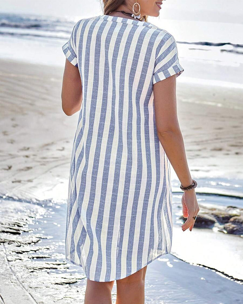 Irene Belle – Elegant Striped Shirt Dress for Effortless Versatility