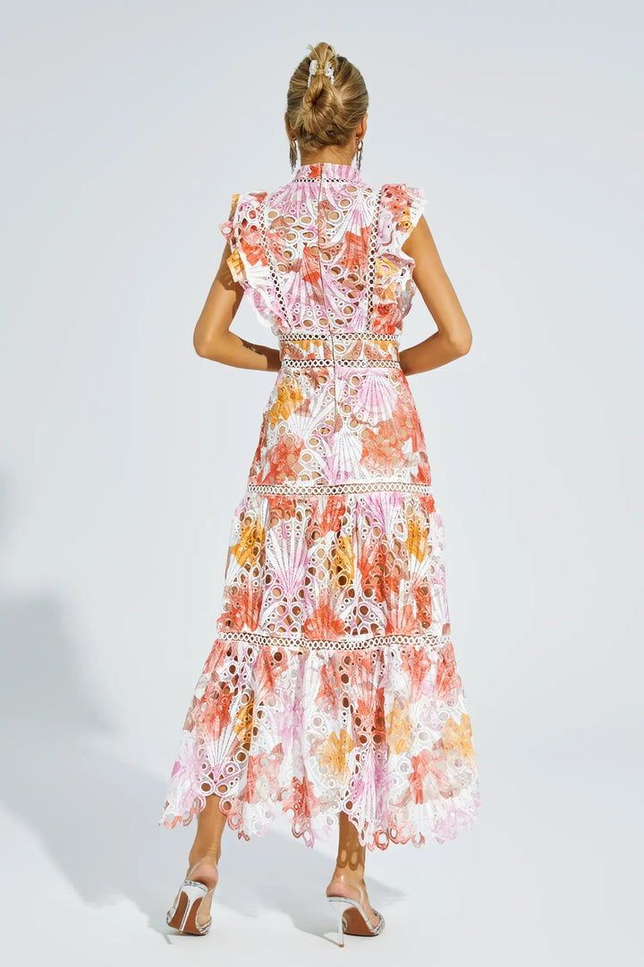 Paula Elise – Hollow Embroidered Sleeveless Midi Dress