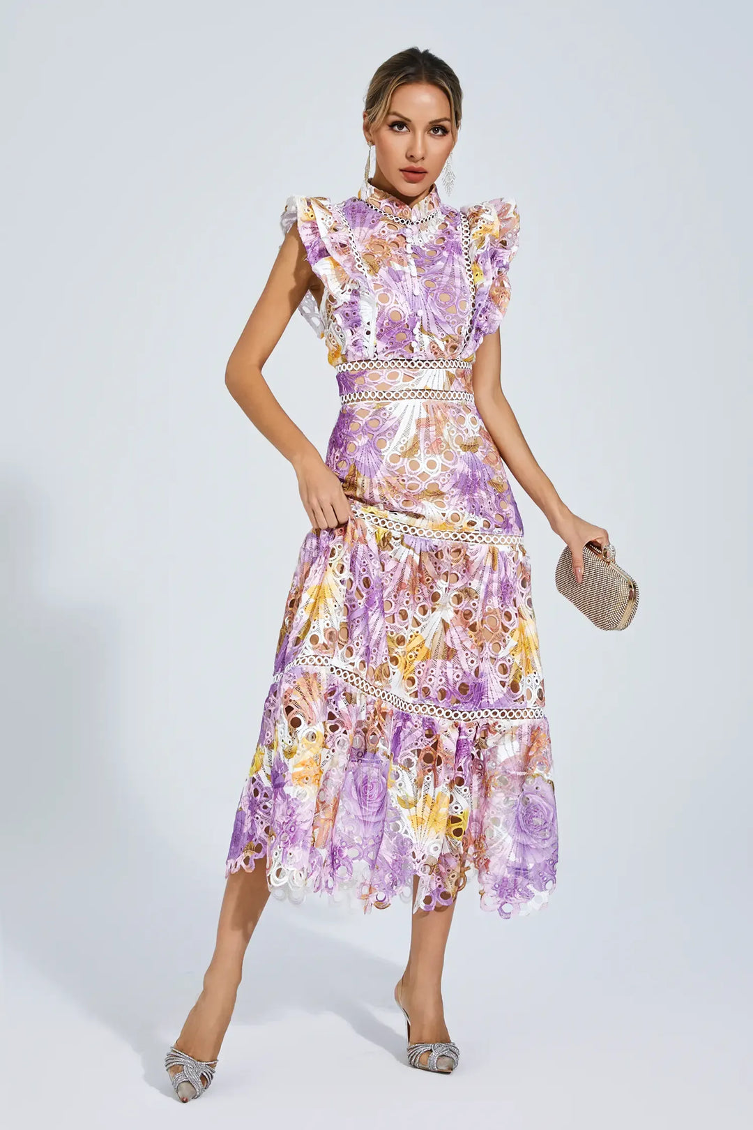 Paula Elise – Hollow Embroidered Sleeveless Midi Dress