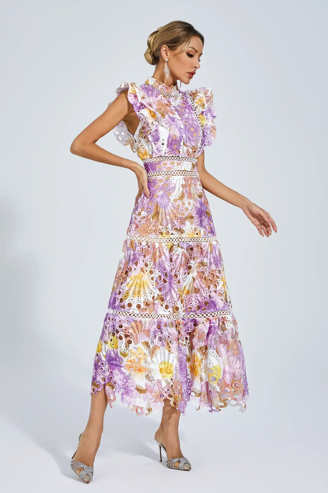 Paula Elise – Hollow Embroidered Sleeveless Midi Dress