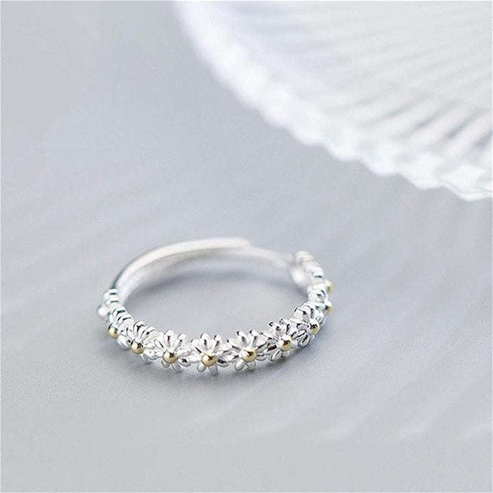 Daisira | Adjustable Silver Enamel Daisy Ring