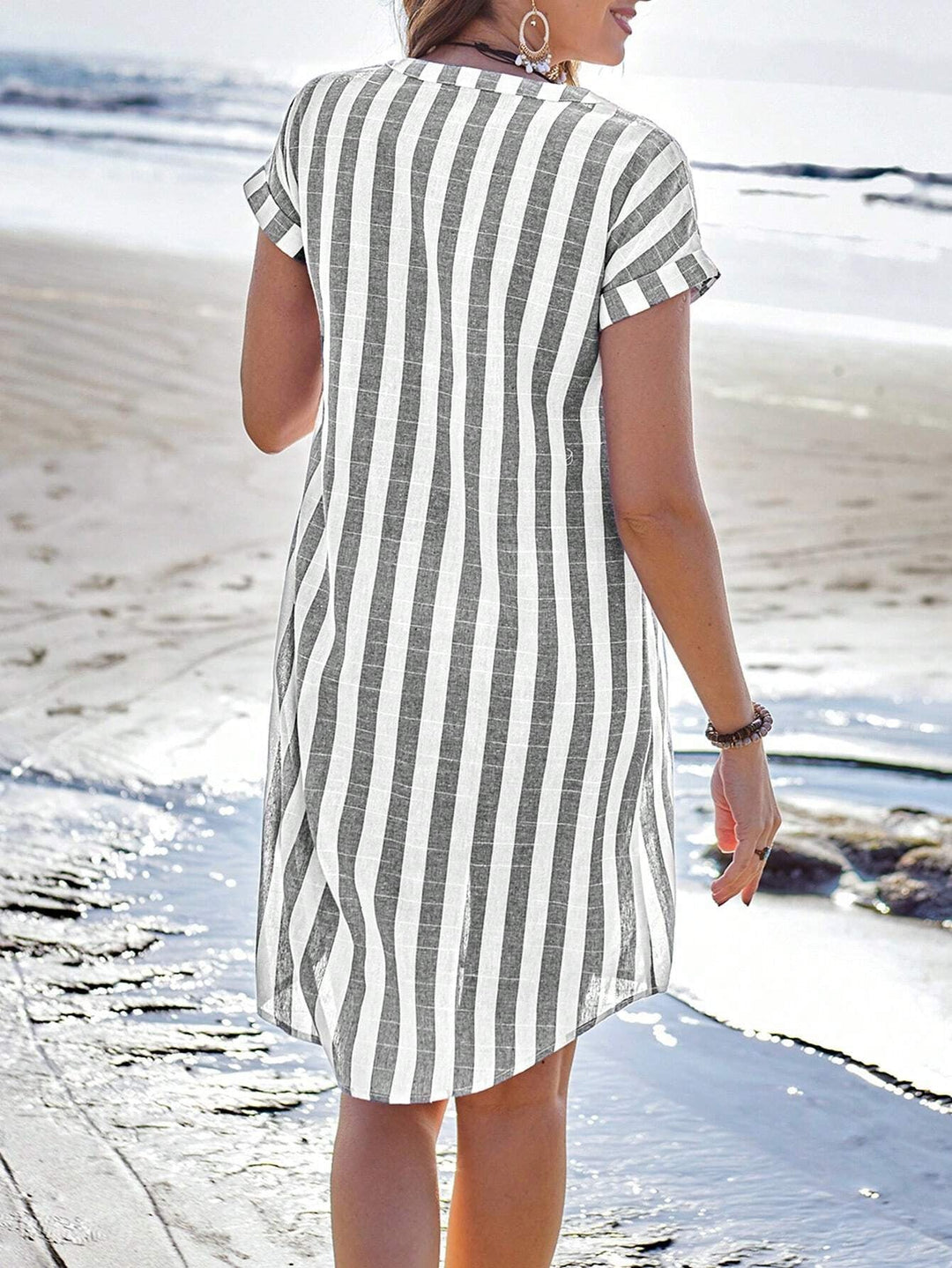 Irene Belle – Elegant Striped Shirt Dress for Effortless Versatility