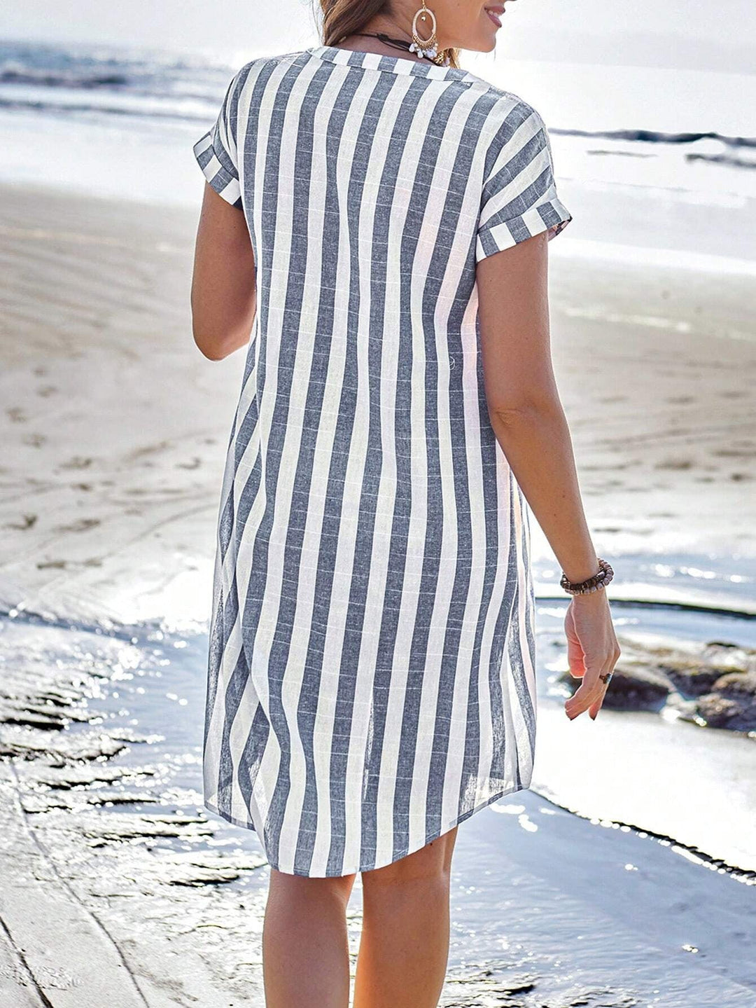 Irene Belle – Elegant Striped Shirt Dress for Effortless Versatility