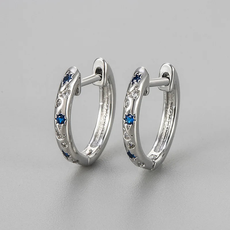 Blue Star Double Hoop Earrings
