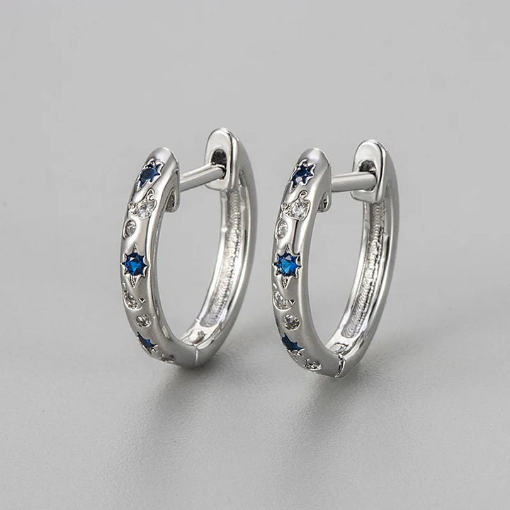 Blue Star Double Hoop Earrings