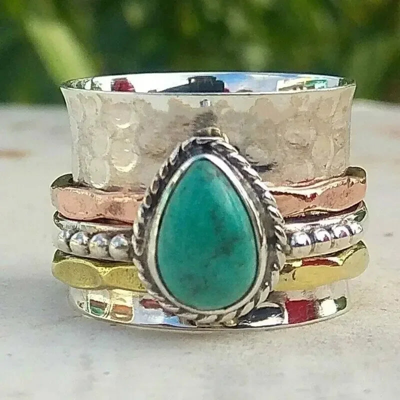 Blue Mirage I Tricolor Waterdrop Ring