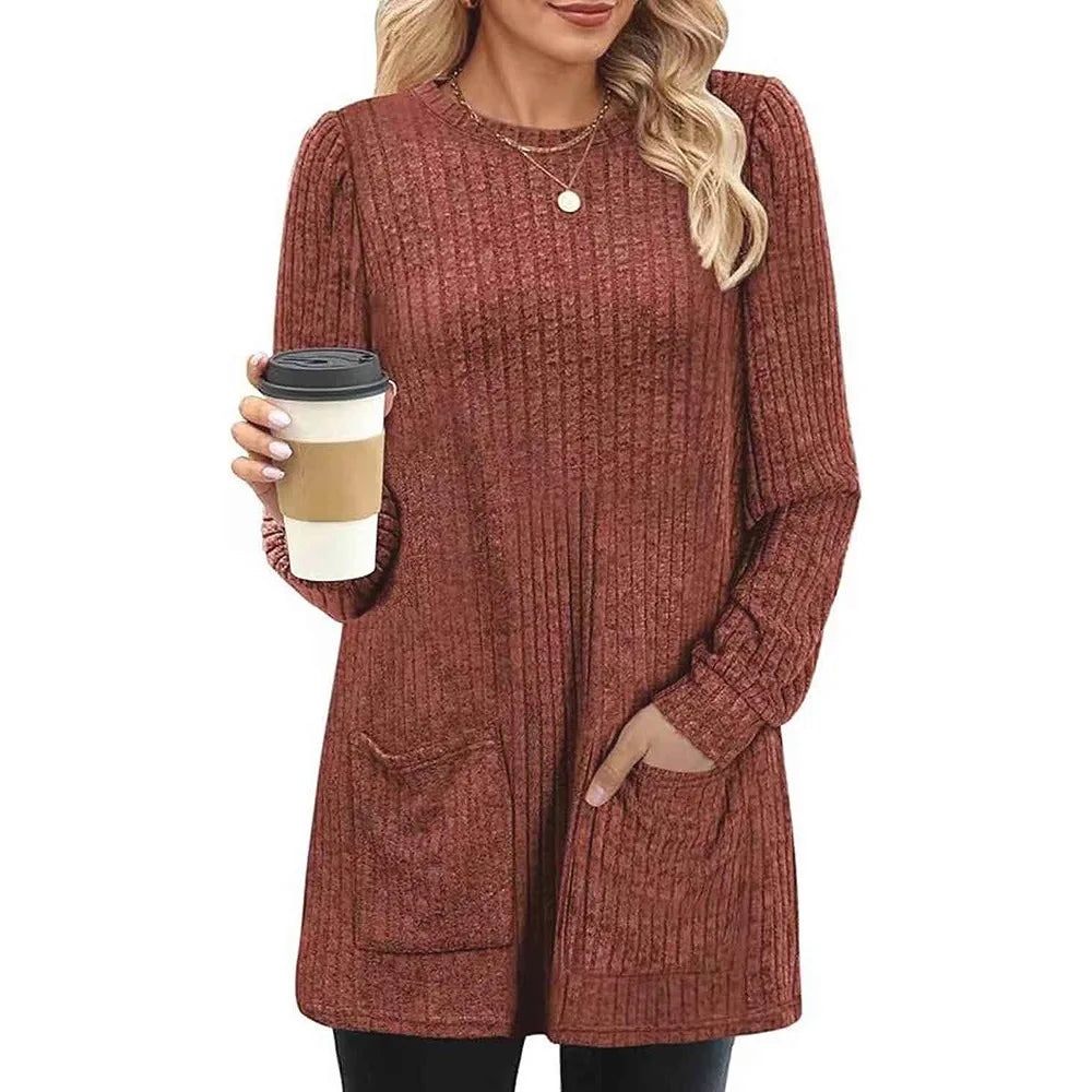 Hannah Cozy Ribbed Knit Tunic Sweater