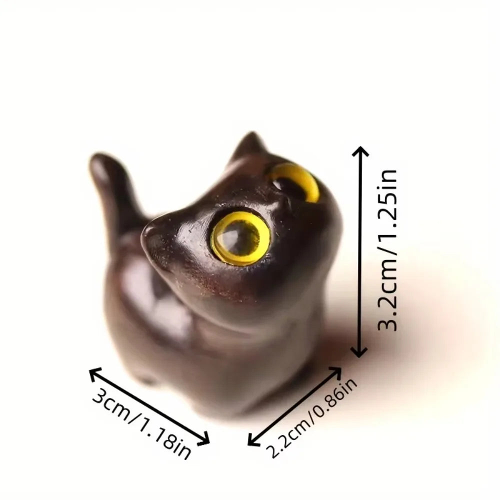 Cute Wooden Kitten Figurine