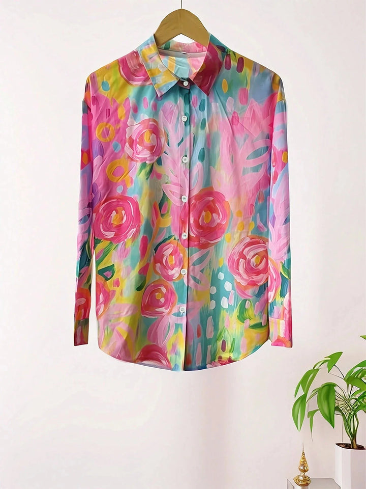 Womens's Colorful Blouse with Playful Print