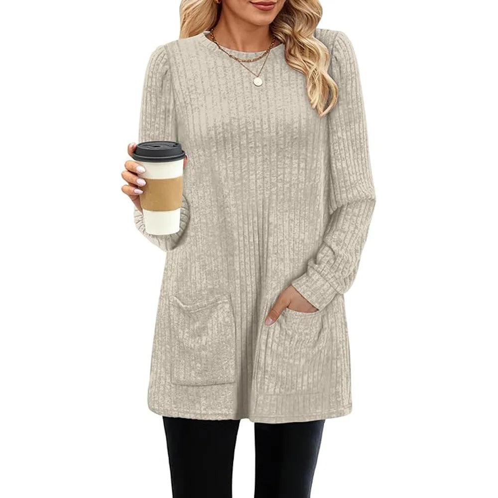 Hannah Cozy Ribbed Knit Tunic Sweater