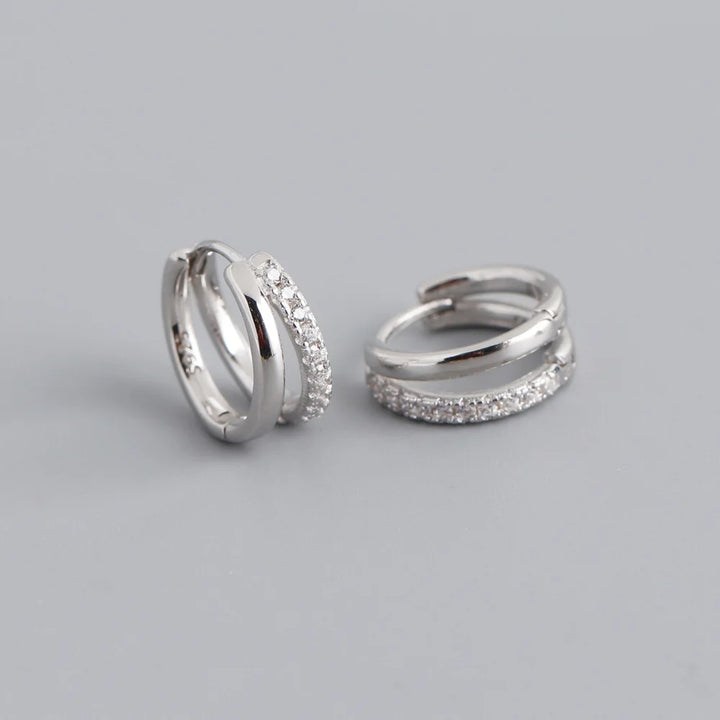 Zircon Star Stainless Steel Hoop Earrings