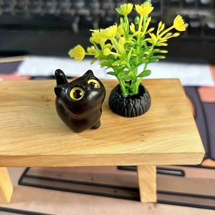 Cute Wooden Kitten Figurine