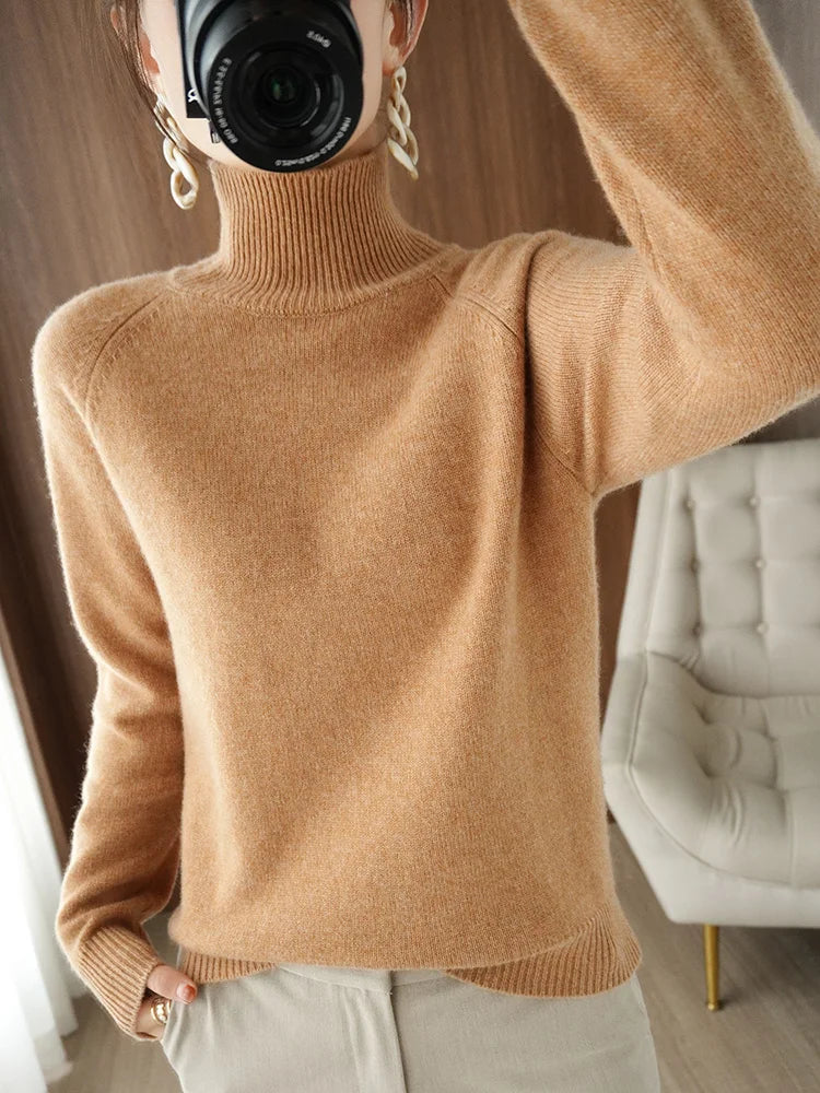 Maya Classic Turtleneck Knit Sweater