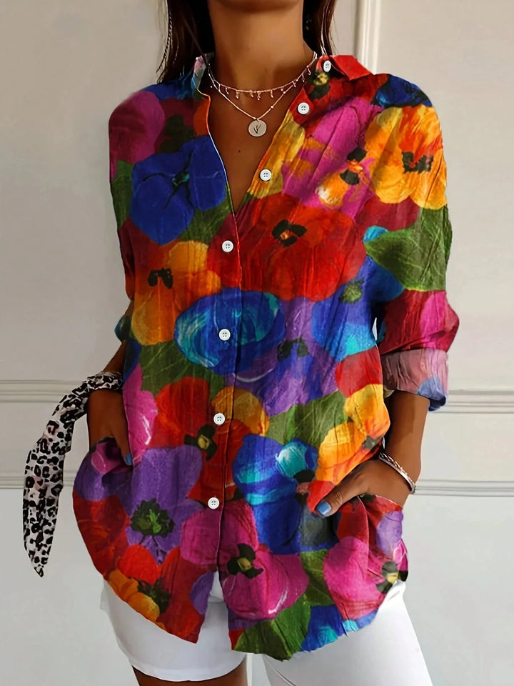 Womens's Colorful Blouse with Playful Print