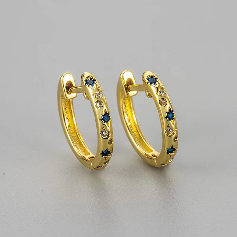 Blue Star Double Hoop Earrings