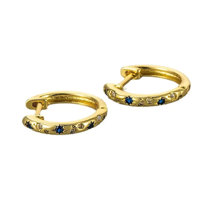 Blue Star Double Hoop Earrings