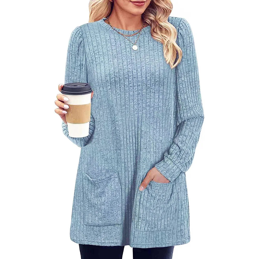Hannah Cozy Ribbed Knit Tunic Sweater