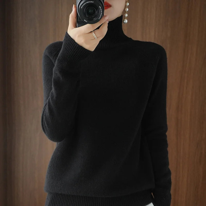 Maya Classic Turtleneck Knit Sweater