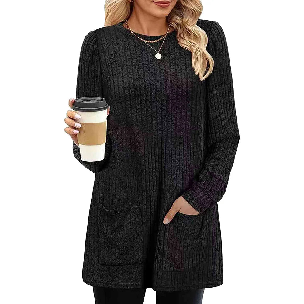 Hannah Cozy Ribbed Knit Tunic Sweater
