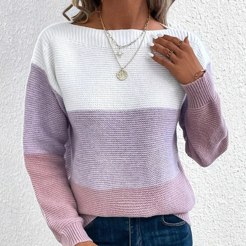 Nora Colorblock Knit Pullover Sweater